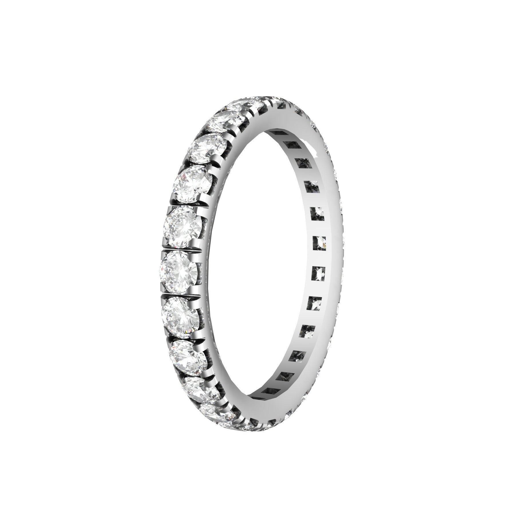 0.05 ct diamond wedding band, 18 k white gold, weight about 2,30 g (0.08 oz), width 2,50 mm