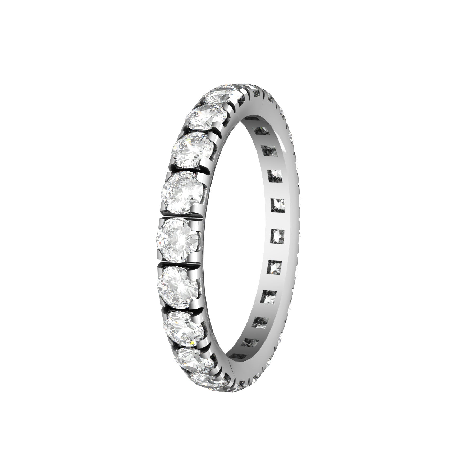 0,07 ct diamonds wedding band, 18 k white gold, weight 2,50 g. (0.09 oz), width 2,70 mm