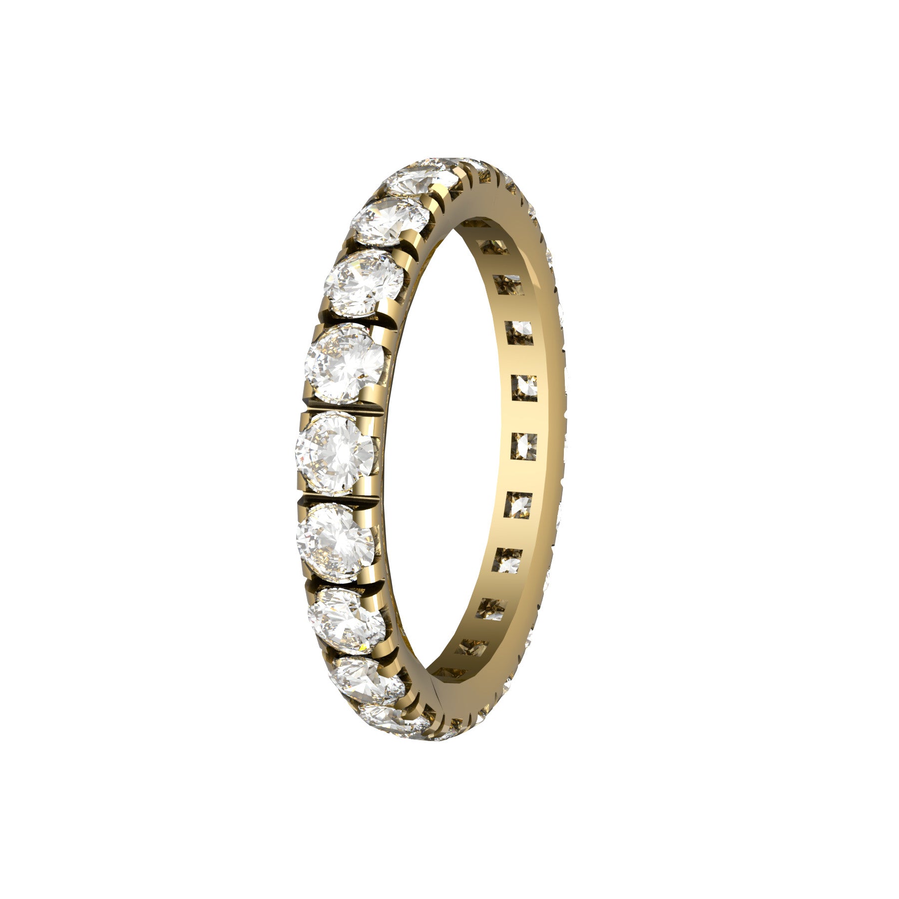 0,07 ct diamonds wedding band, 18 k yellow gold, weight 2,50 g. (0.09 oz), width 2,70 mm