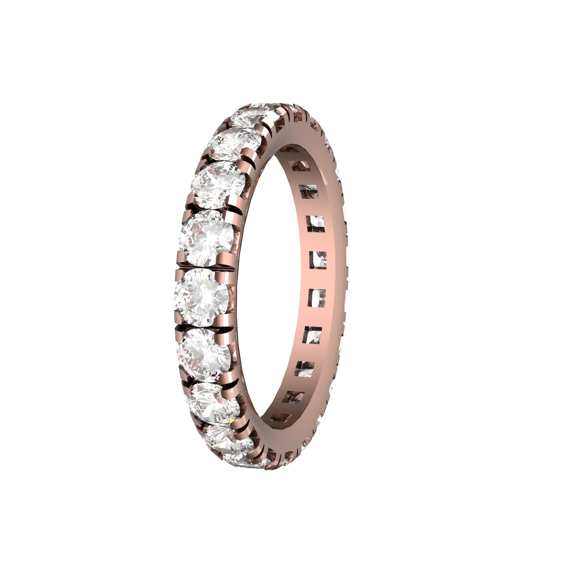 0,10 ct diamonds wedding band, 18 k pink gold, weight 3,00 g. (0.10 oz), width 3,10 mm