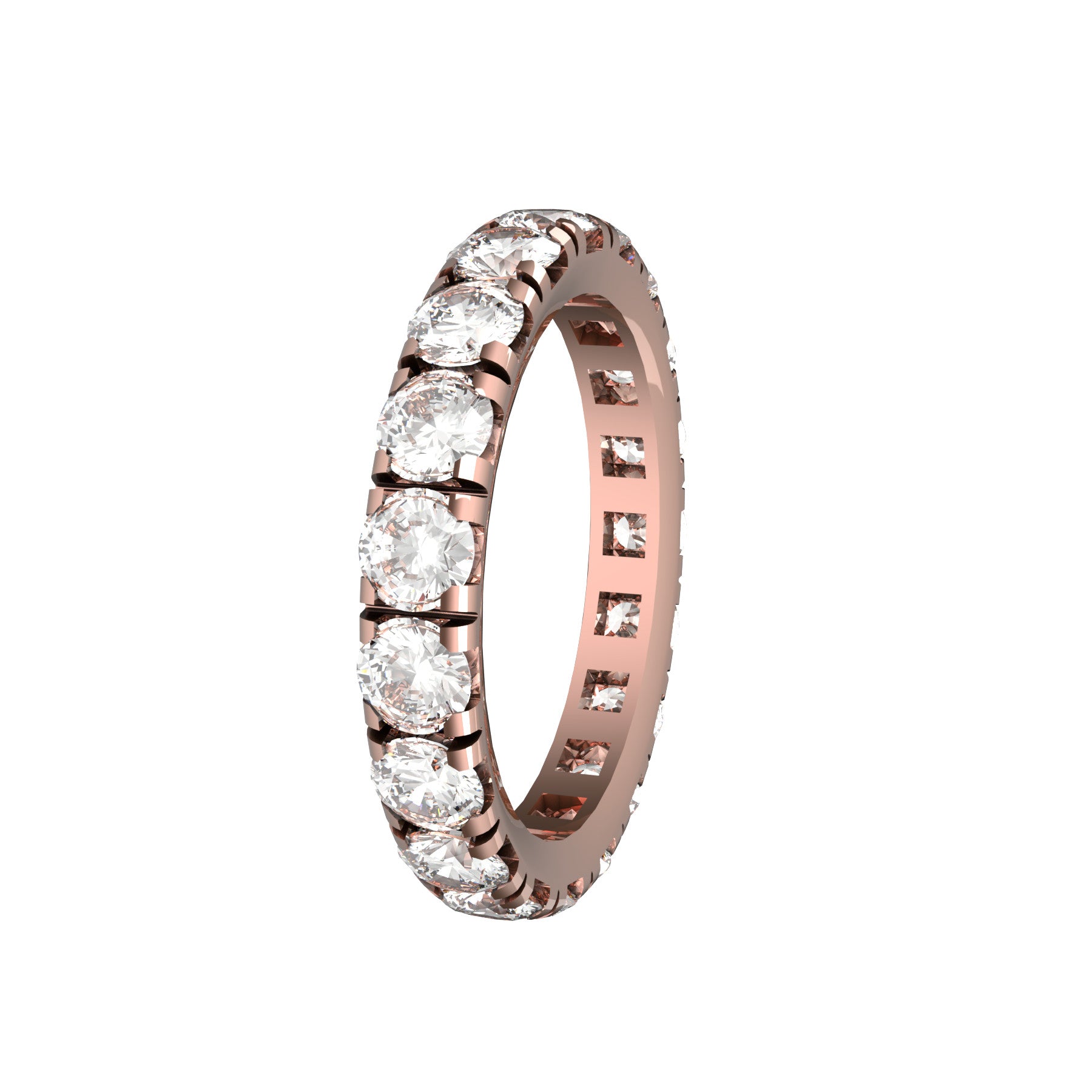 0,13 ct diamonds wedding band, 18 k pink gold, weight 3,50 g. (0.12 oz), width 3,30 mm