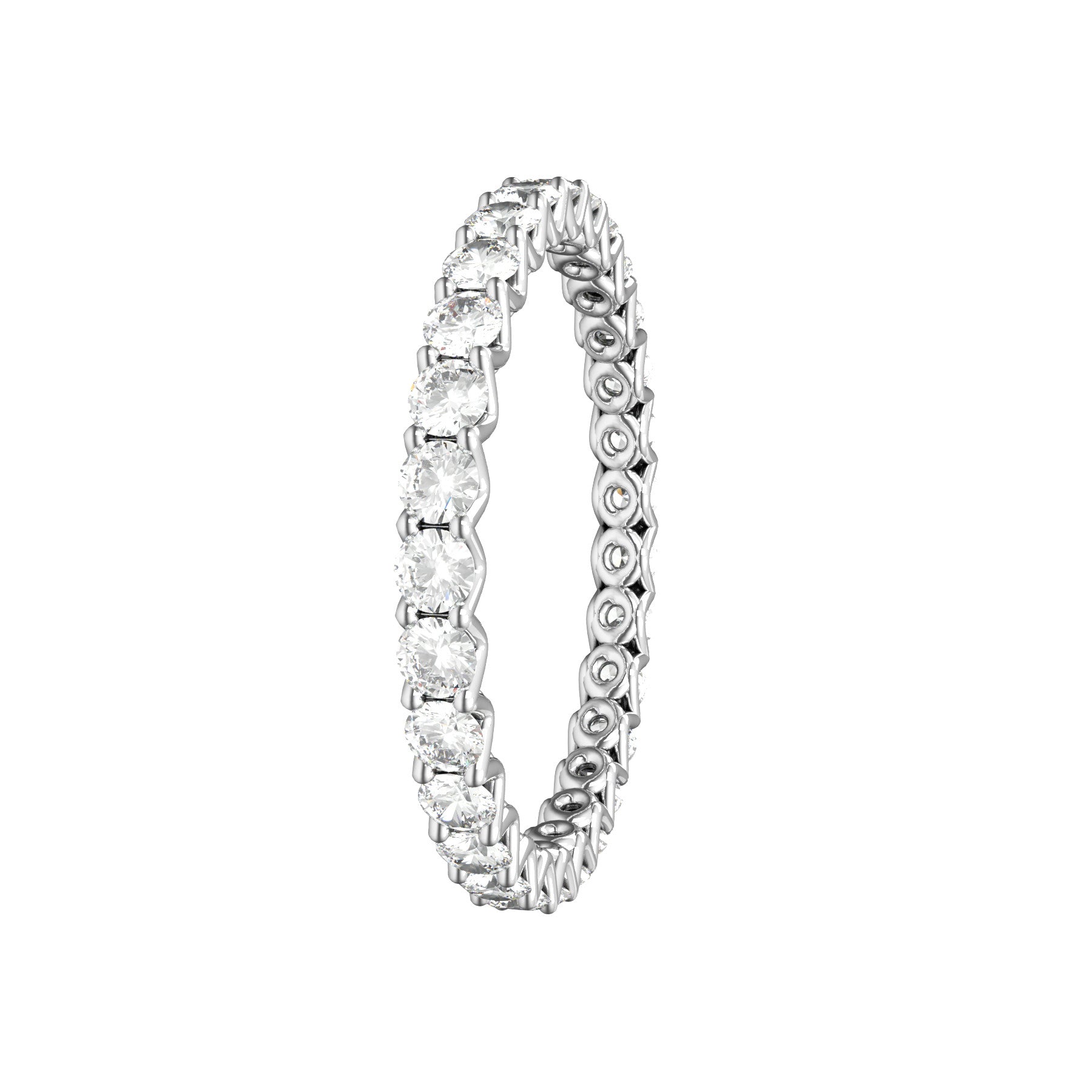 unlimited wedding ring, 18 K white gold, 0,03 ct round natural diamond, weight about 1,3 g. (0.04 oz), width 2,00 mm