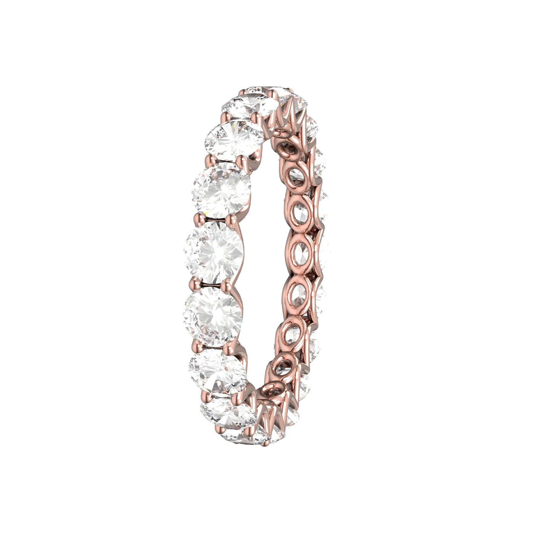 unlimited wedding ring ,18 K pink gold, 0,13 ct round natural diamond, weight about 1,9 g. (0.07 oz), width 3,3 mm